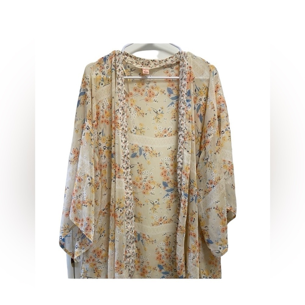 Band of Gypsies gorgeous sheer cream floral XL duster/cover up